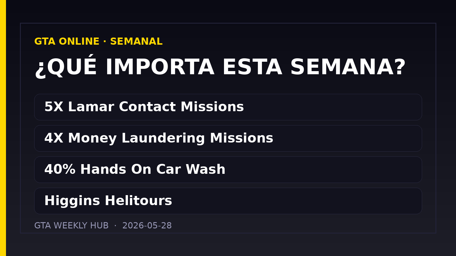 GTA Online: actualización semanal del 28/05/2026