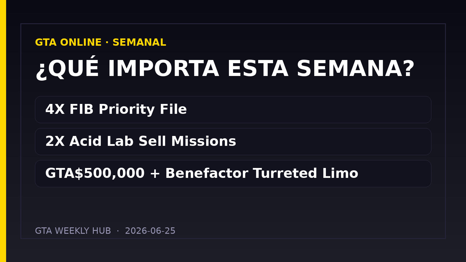GTA Online: actualización semanal del 25/06/2026