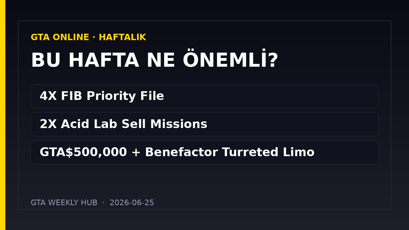 GTA Online Haftalık Güncelleme — 25.06.2026