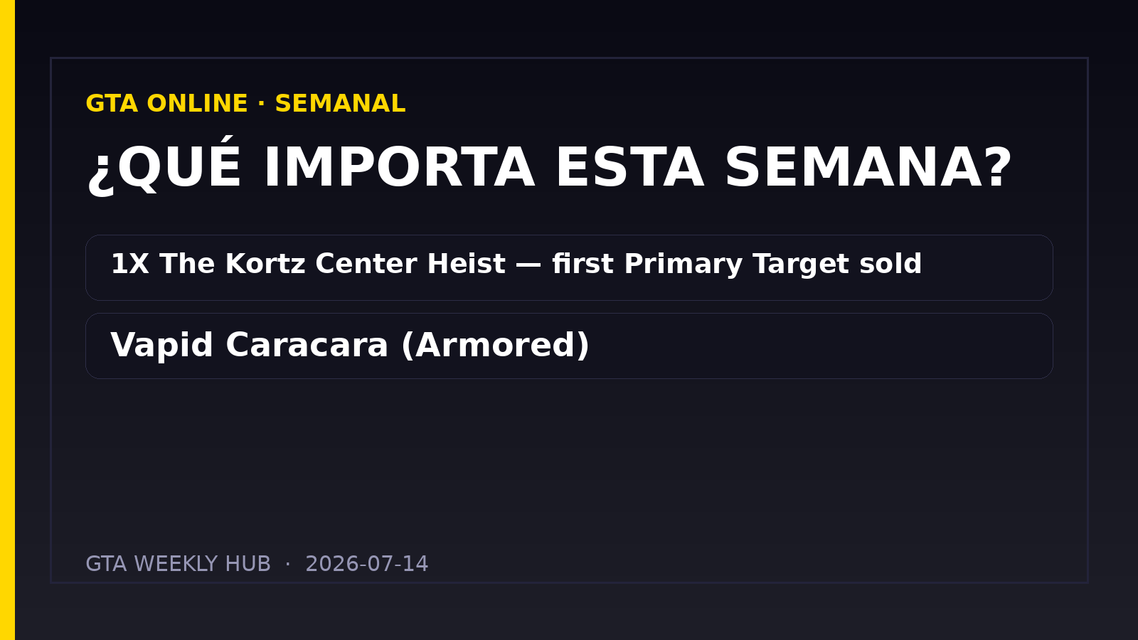 GTA Online: actualización semanal del 14/07/2026
