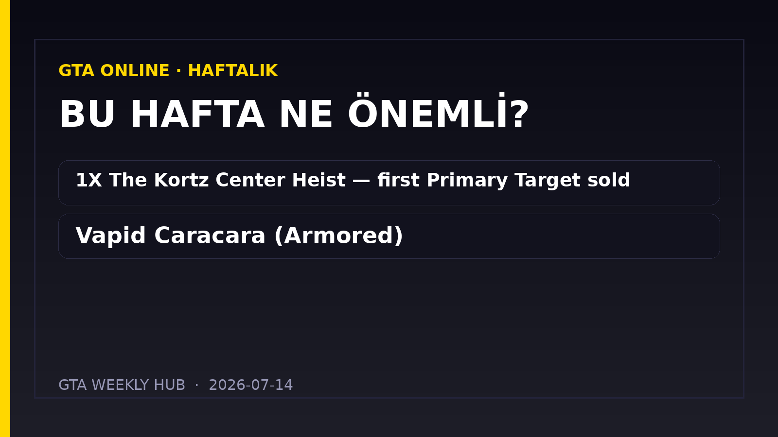 GTA Online Haftalık Güncelleme — 14.07.2026